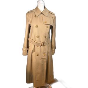 Vintage 1986 Burberry Double Breasted Trench Coat Wool Liner Nova Check S 4-6
